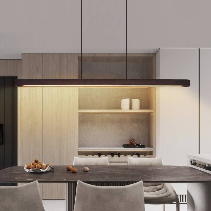 39F Inc. - Vente Lustre/Suspension - Suspension LED moderne en noyer de 51" lampe suspendue réglable2