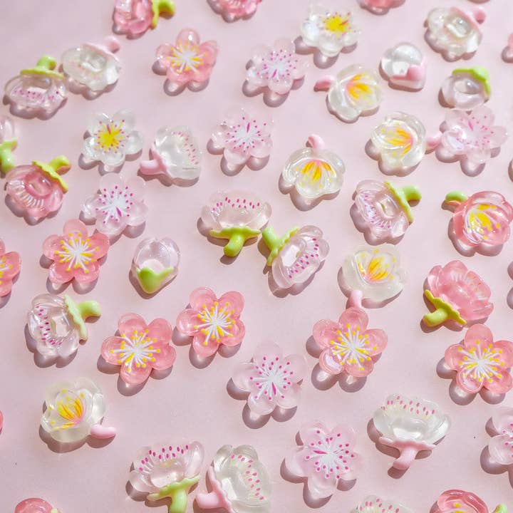 Moon Bunny - Wholesale Craft supplies - Pink glitter cherry blossom petal (4 pcs)1