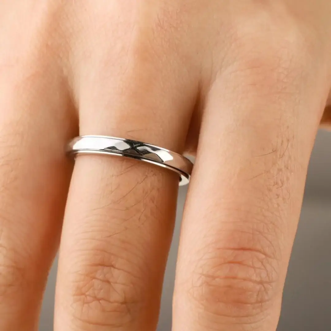 Mint & Lily - Wholesale Band/Stacked Ring - Dainty Hammered Band Spinning Fidget Ring8