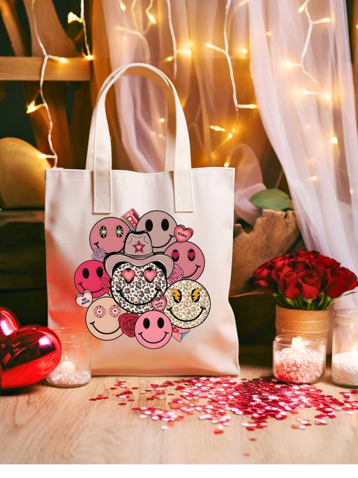 Bolso de mano Smiley Face San Valentín para venta al por mayor de Pink pretty designs