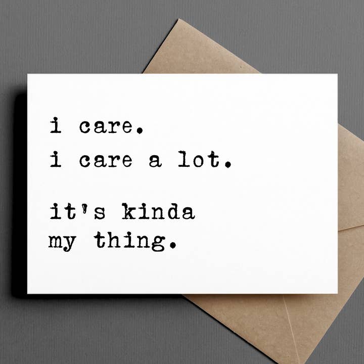 sjovt sympati-/god bedring-kort | jeg bekymrer mig. jeg bekymrer mig meget. for engroshandel hos Ink & Attitude Stationery Company