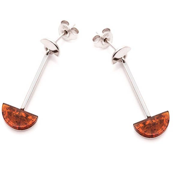 Brincos semicírculo âmbar conhaque, prata por atacado de OPALOOK France