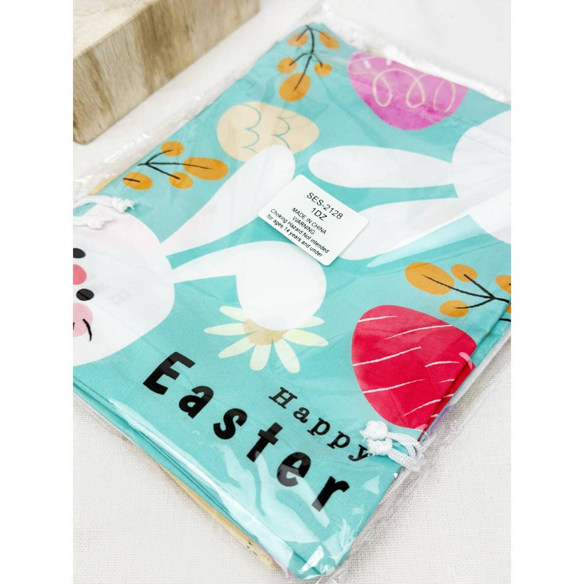 MIX COLOR Easter Bunny Printed Drawstrings Gift Bags for wholesale on Faire5