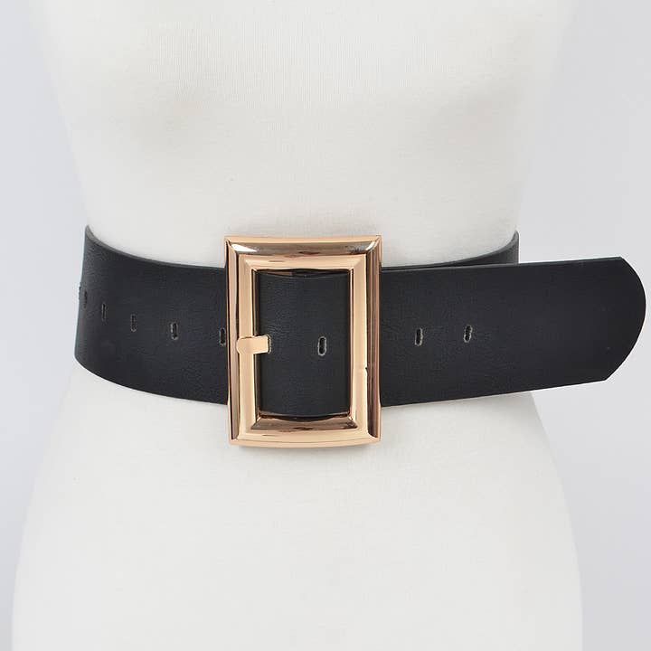 Black Gold Simple Rectangle Buckle Plus Size Belt
HB8120 for wholesale on Faire