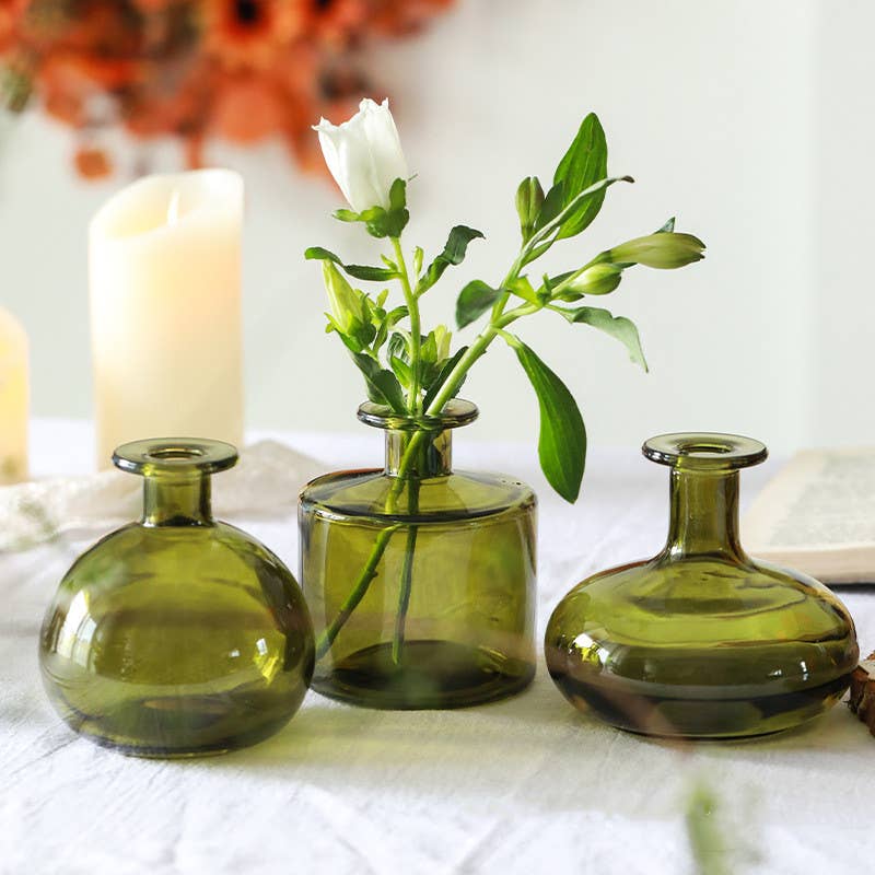 Sweet Home Deco - Vente Vases - Vases à boutons en verre, vases de forme ronde, vase à fleurs, multicolore6