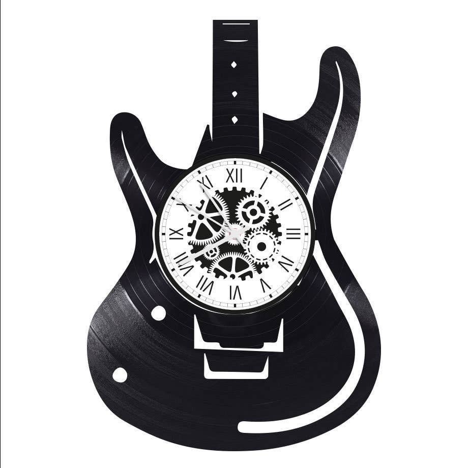L'atelier d'Ombeline - Wholesale Wall Clock - Guitar themed 33 rpm vinyl record clock1