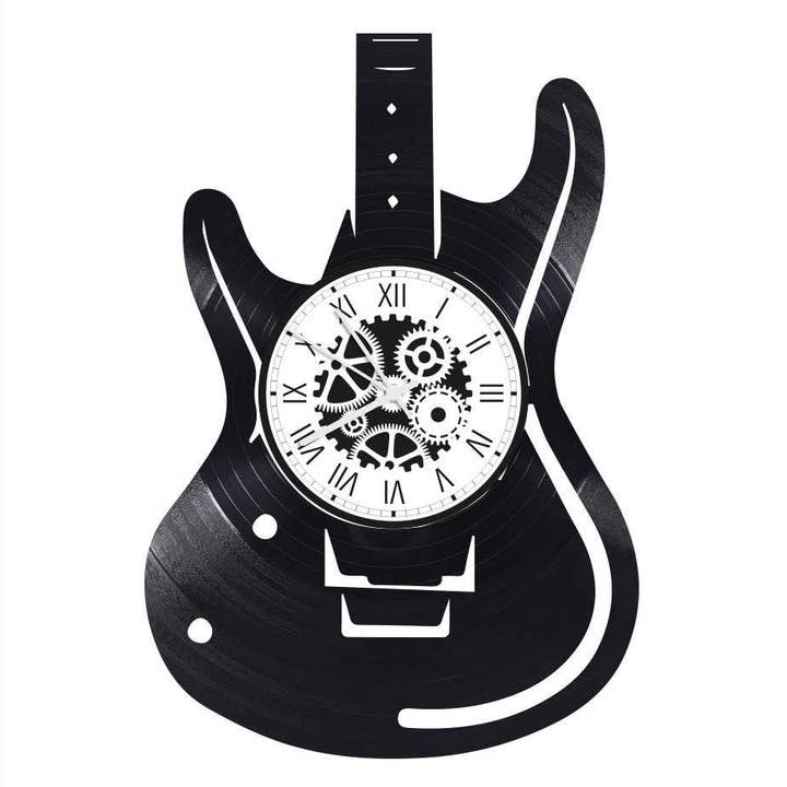 L'atelier d'Ombeline - Wholesale Wall Clock - Guitar themed 33 rpm vinyl record clock1