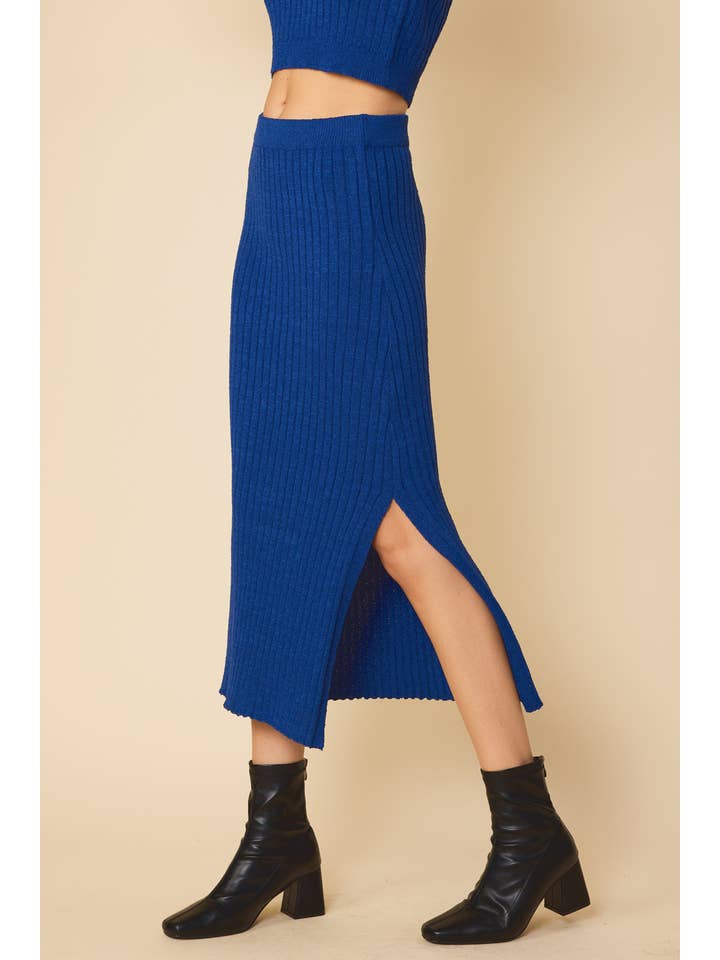 FSL Apparel - Wholesale Skirt - Women's - IS8035 - RIBBED HIGH WAIST SWEATER SKIRT WITH SIDE SLIT1