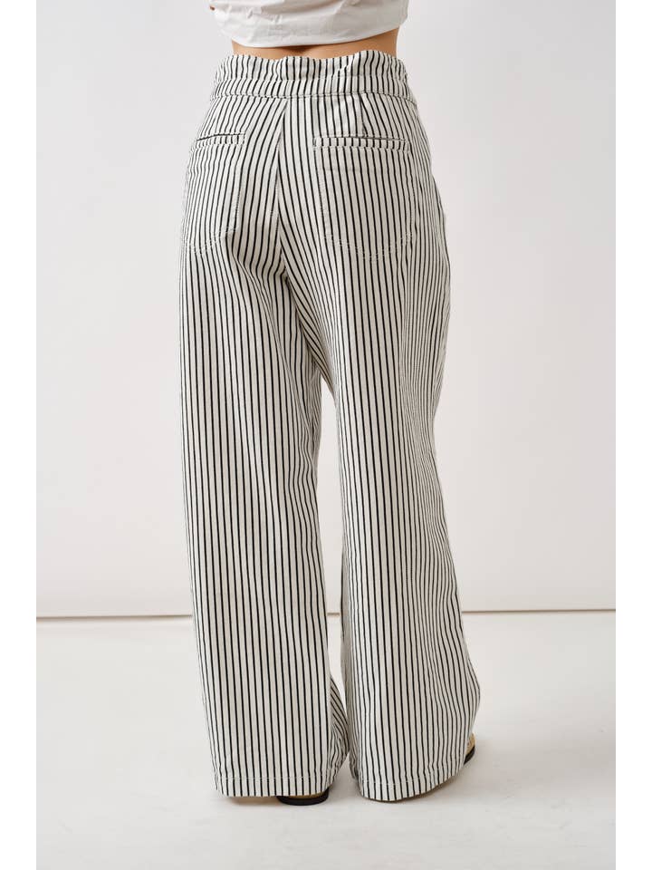 MAP3311 STRIPE WIDE LEG PANTS WITH ROPE BELT for wholesale on Faire