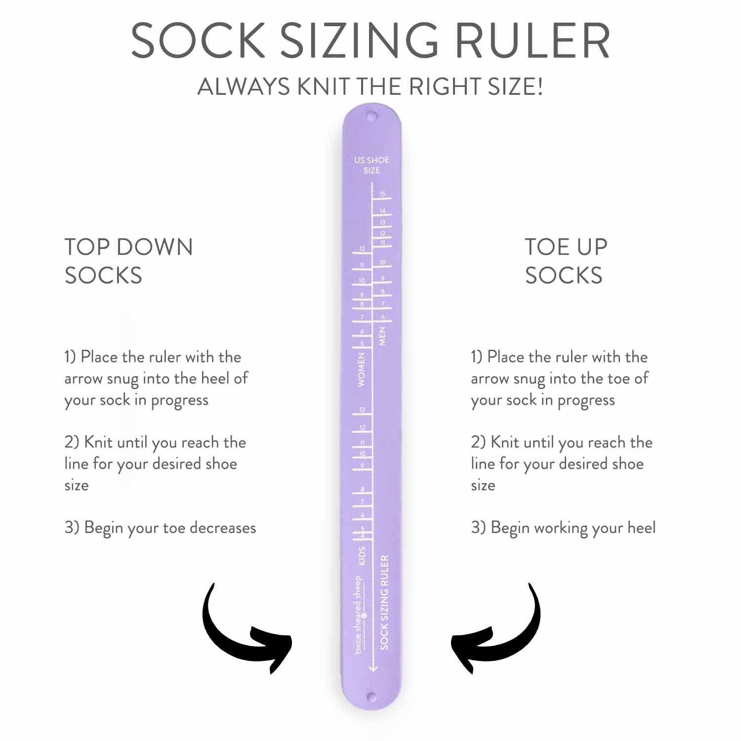 Twice Sheared Sheep – wholesale Knitting/Crochet Supplies – Sock Sizing Ruler - Sock Knitting Bracelet Ruler5