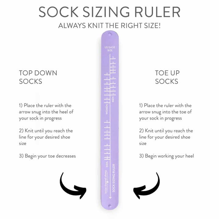 Twice Sheared Sheep – wholesale Knitting/Crochet Supplies – Sock Sizing Ruler - Sock Knitting Bracelet Ruler5