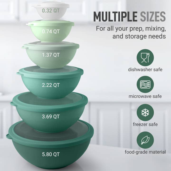 Zulay Kitchen - Wholesale Mixing Bowl - 12 Piece Plastic Mixing Bowls with Lids Set – Microwave Safe3