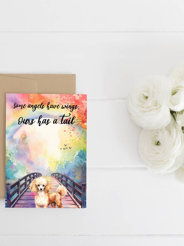 Algunos ángeles tienen alas, el nuestro tiene cola, tarjeta GOLDEN POODLE para venta al por mayor de Homemade Hollydays Wholesale