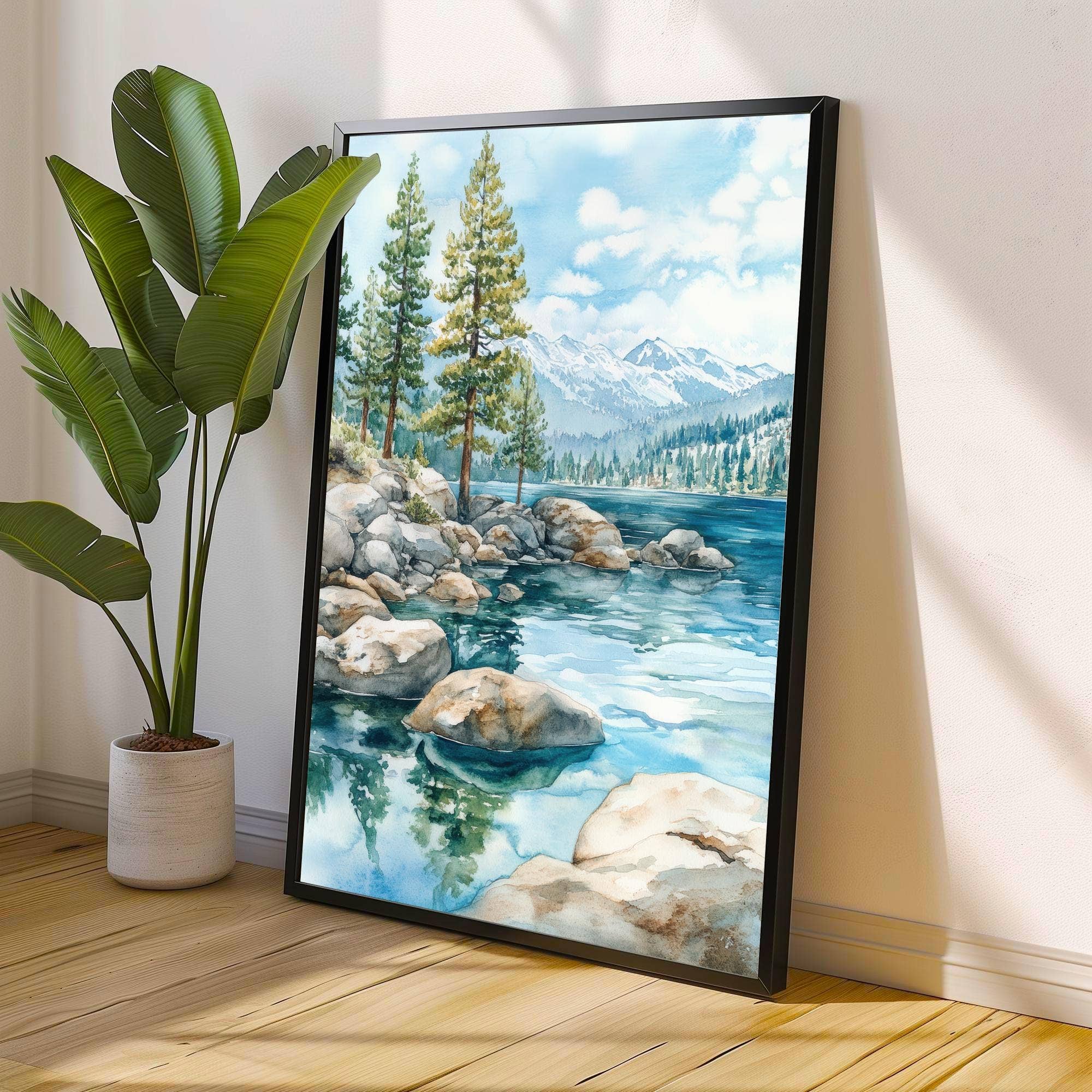 InkNPrintz – wholesale Art print – Lake Tahoe Watercolor Painting Lake Tahoe Landscape Art Watercolor Nature Poster Scenic Lake Tahoe Art Mountain Lake Decor6