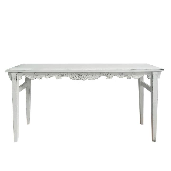 Wood 59.06" White Table with Detailed Molding for wholesale by VIP Home & Garden