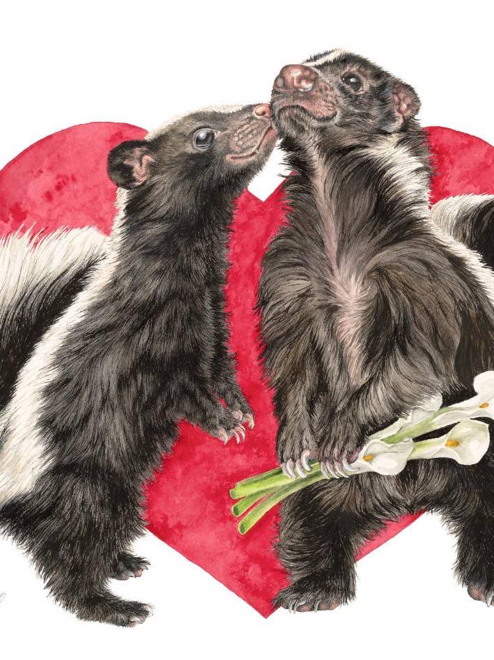Skunk Love Animal Signed Archival Art Print Holly Simental for wholesale by Holly Simental