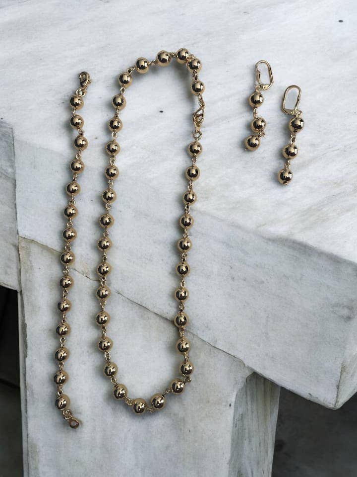 Conjunto de Collar, Pulsera y Pendientes Chapado en Oro de 14k para venta al por mayor de Divina Jewelry & Accessories LLC