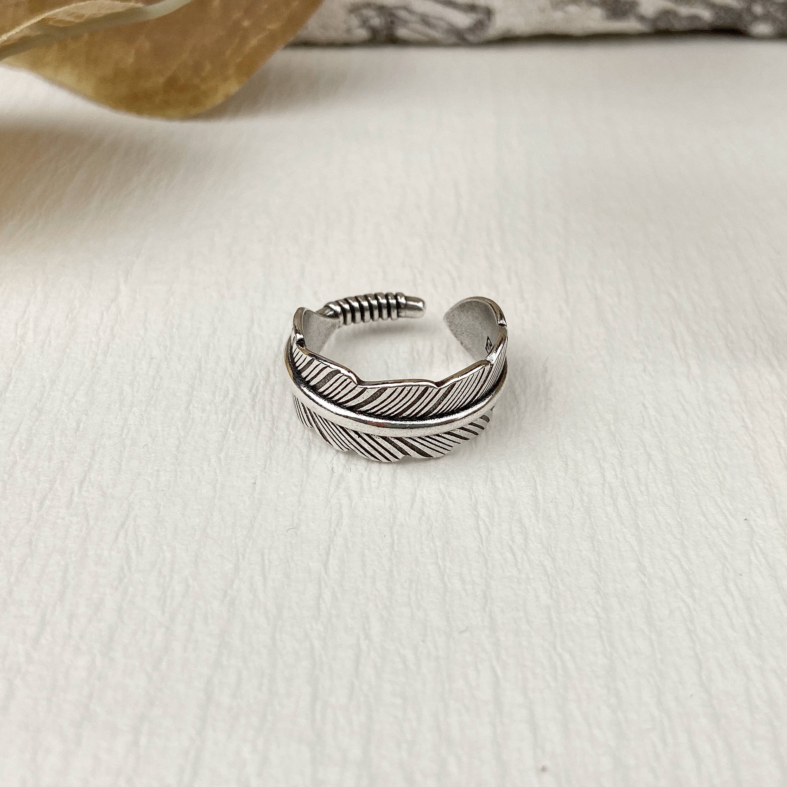 mildstyles – wholesale Band/stacked ring – Adjustable Feather Ring Women Men2