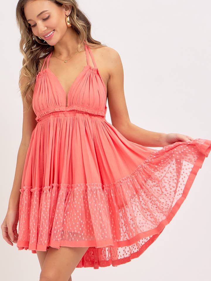 Sweet Lovely by Jen - Wholesale Dress - Women's - HALTER OPEN BACK BILLOWY MINI DRESS60