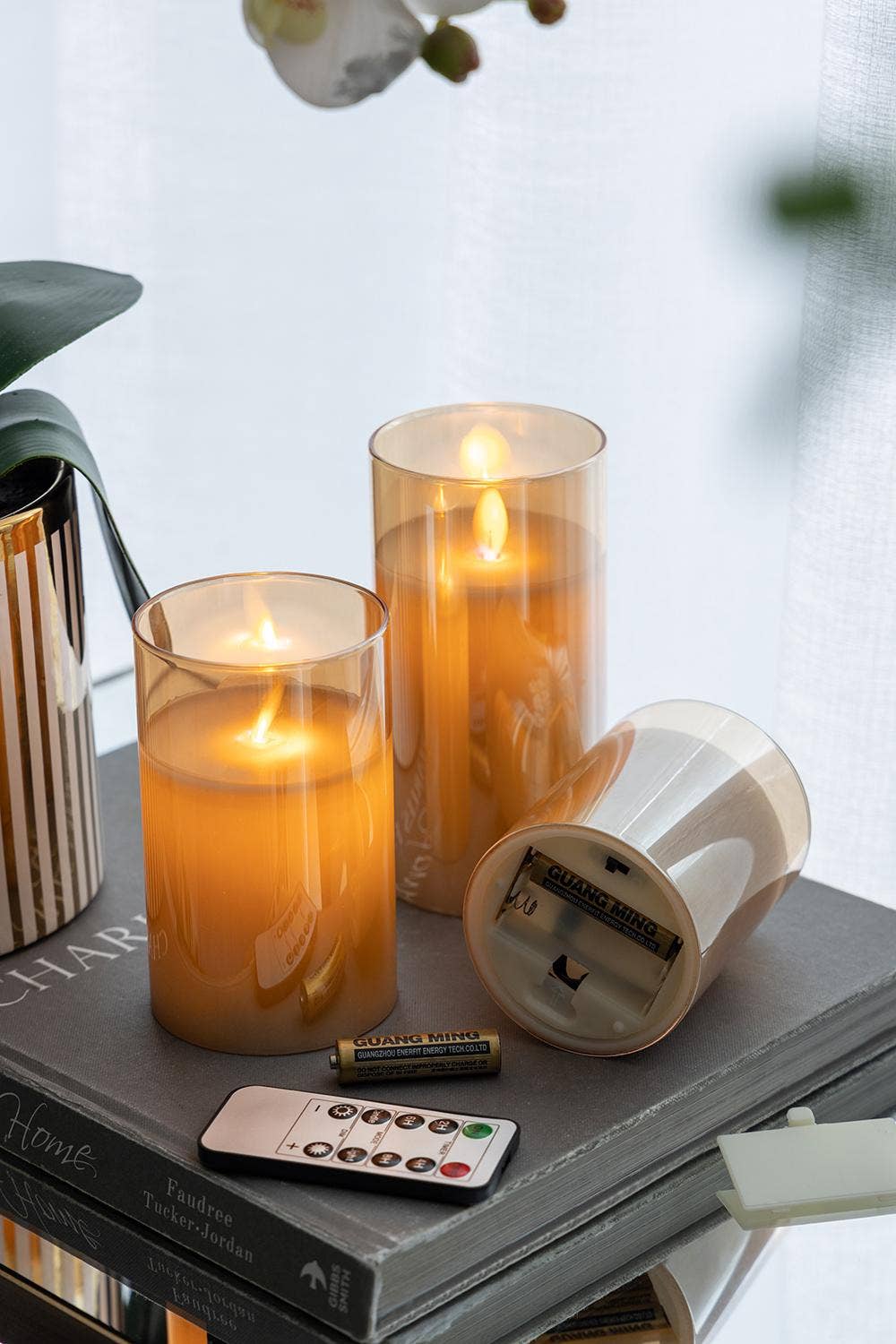 A&B Home Group Inc. - Wholesale Flameless Candle - S/3 Real Flame-Effect LED Wax Candles With Remote - Amber6
