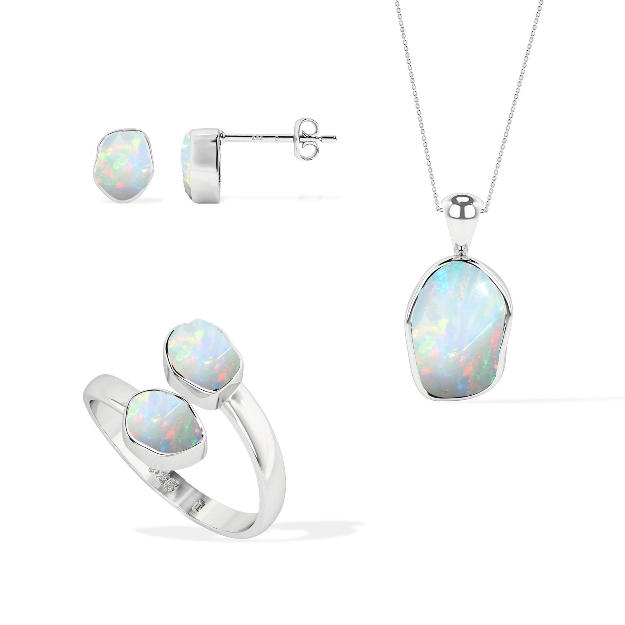 Nature Crafts - Wholesale Jewelry Set - 925 Natural Ethiopian Opal Rough Gemstone Gift-Set For Women0