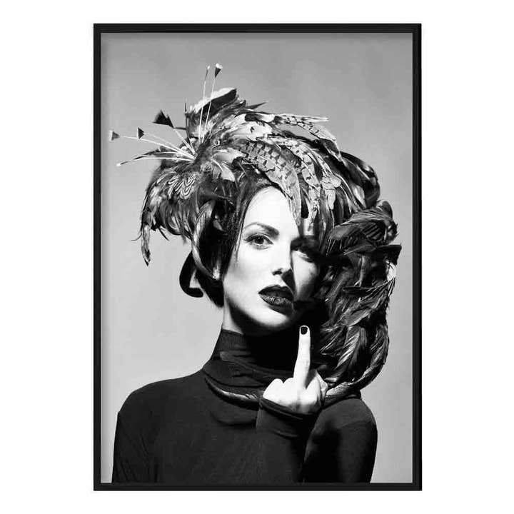 Stampa fotografica in bianco e nero di moda donna in piume per la vendita all'ingrosso da parte di Artze Wall Art