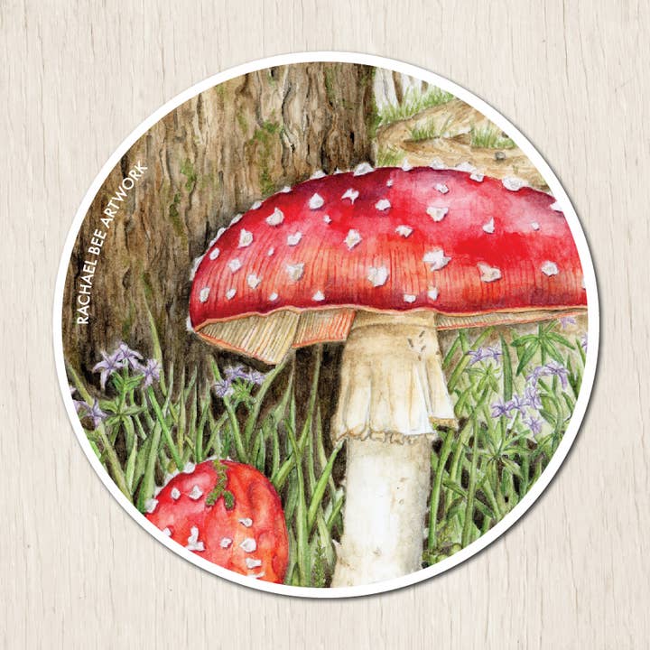 Toadstool Mushroom Sticker for wholesale by Rachael Bee Artwork