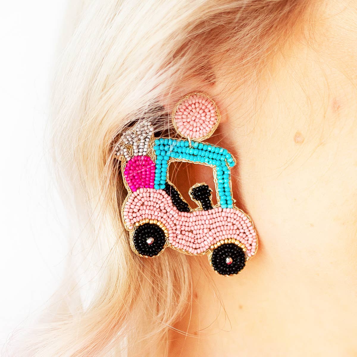 Viv&Lou - Wholesale Dangle Earrings - This is How I Roll Golf Cart Earrings1