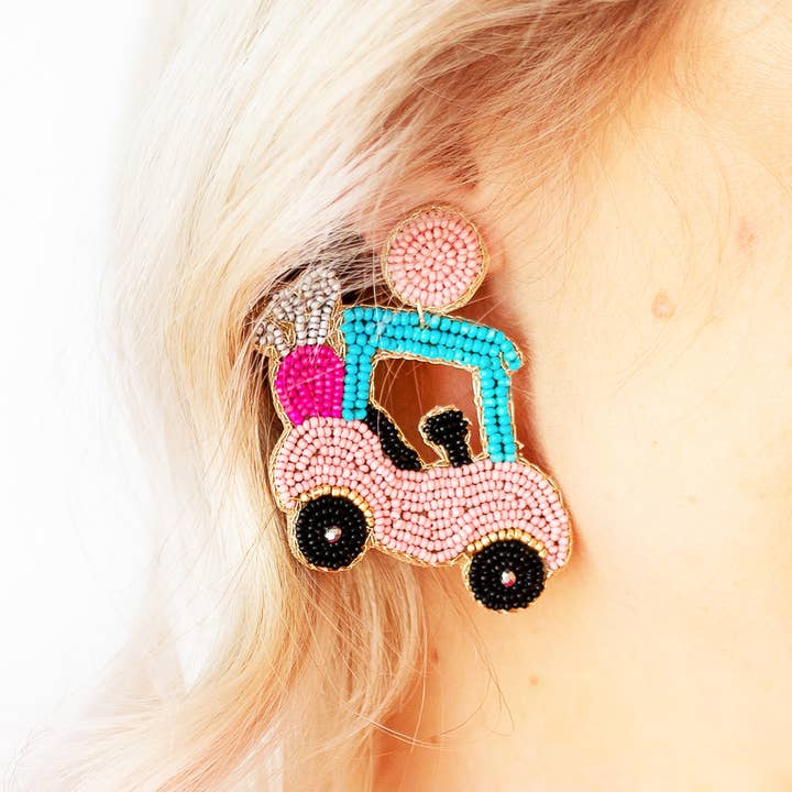 Viv&Lou - Wholesale Dangle Earrings - This is How I Roll Golf Cart Earrings1