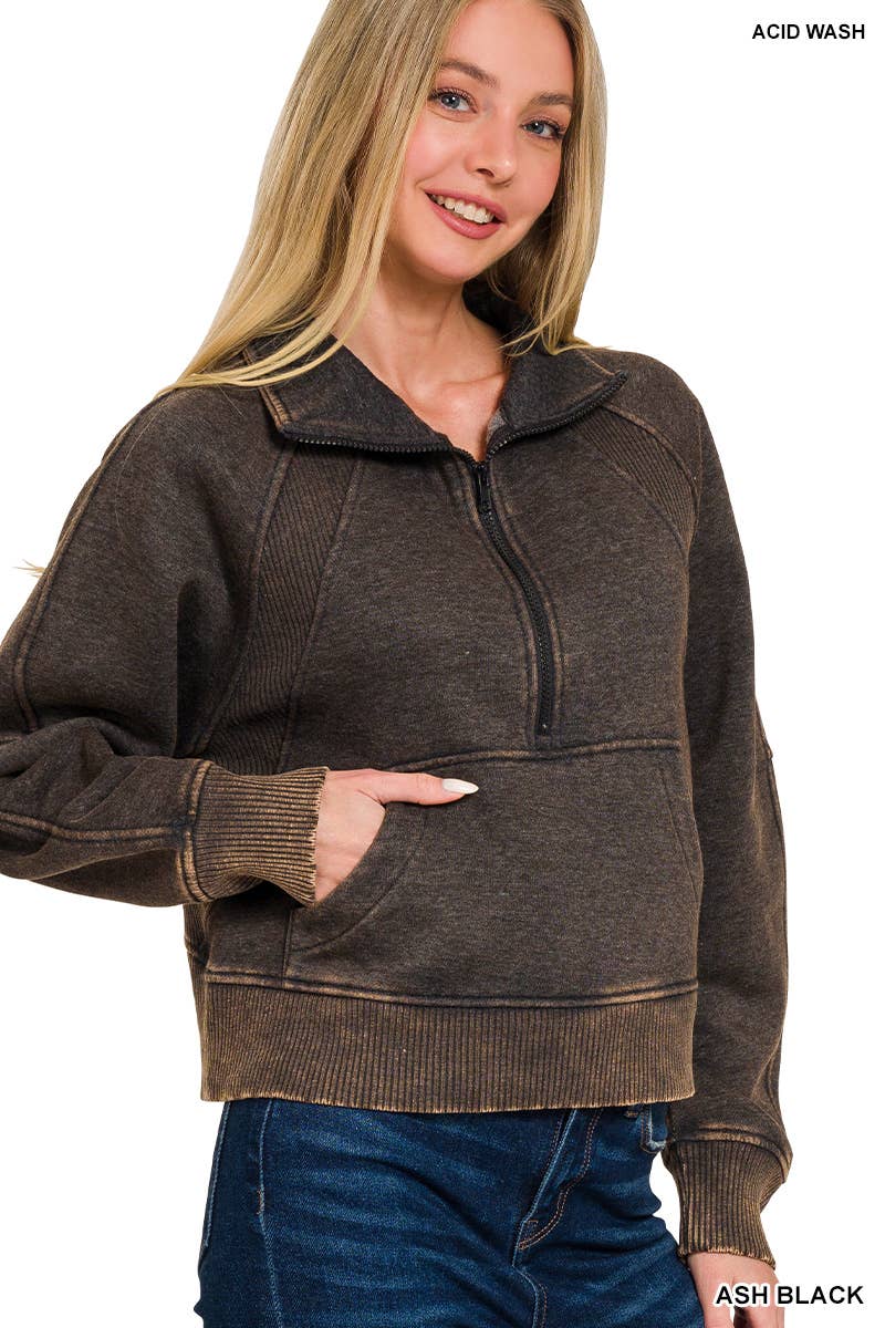 42POPS - Wholesale Sweatshirt - Women's - `.Half Zip Cropped Pullover37