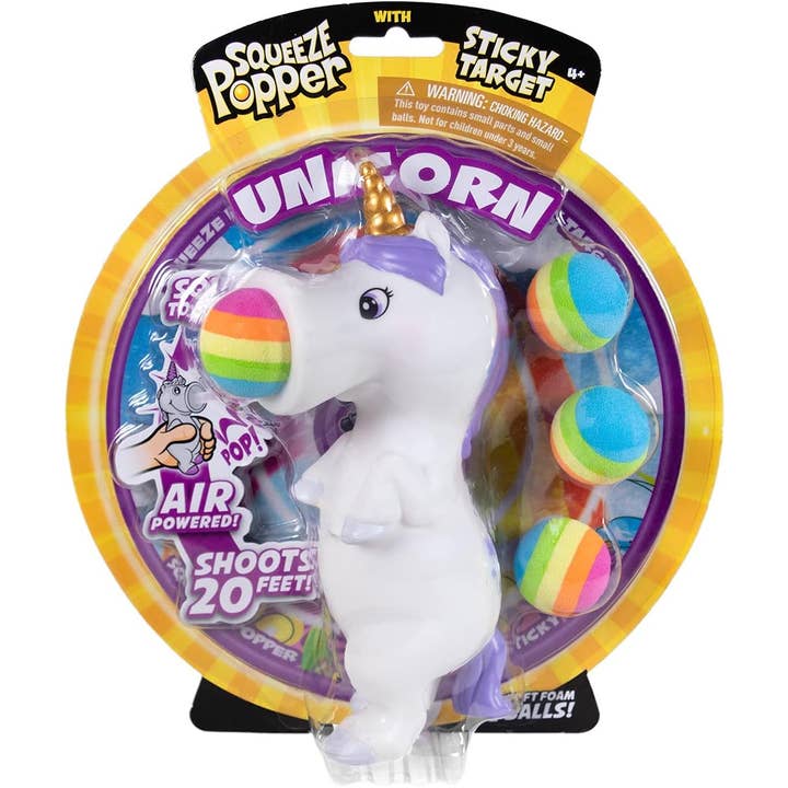 Hog Wild White Unicorn Popper Toy and Sticky Target Set for wholesale by Hogwild