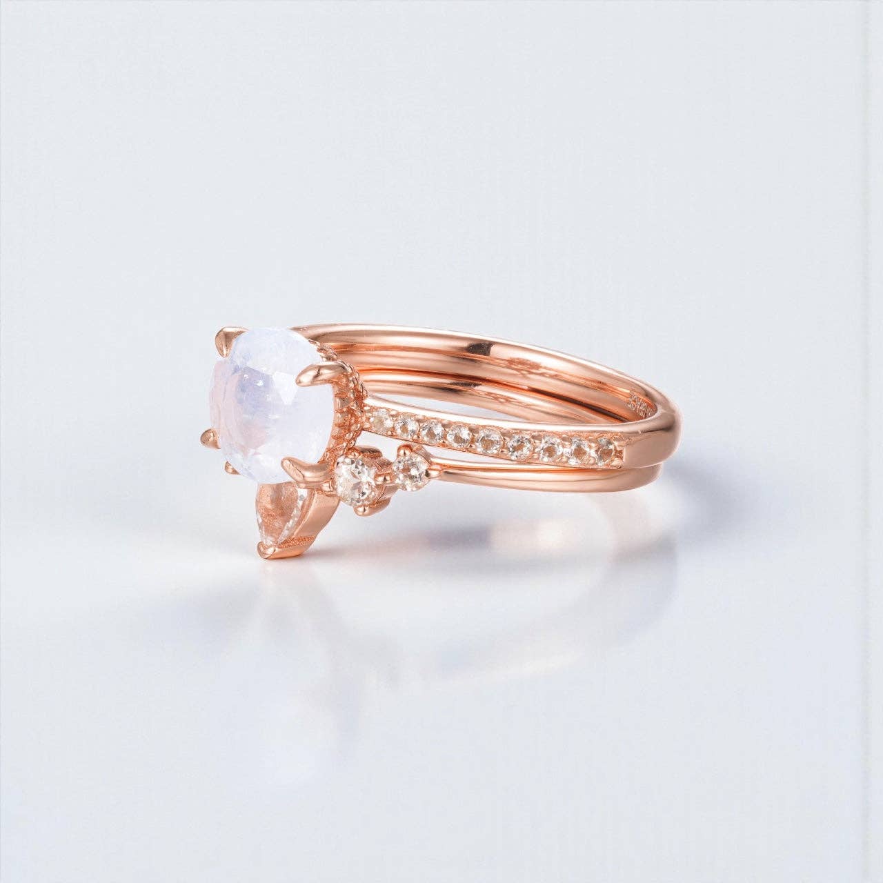 Vivian Grace Jewelry - Wholesale Single Stone/Solitaire Ring - Ava Moonstone & Topaz Ring Set9