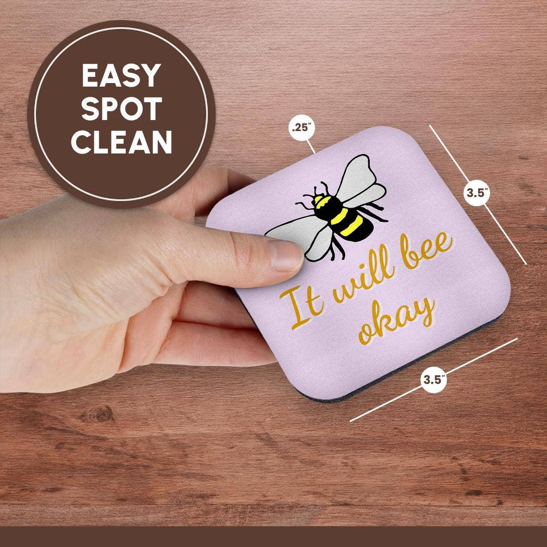 3dRose - Wholesale Coasters - 3dRose, Image of Bee with Text of It will Bee Okay, Coaster13