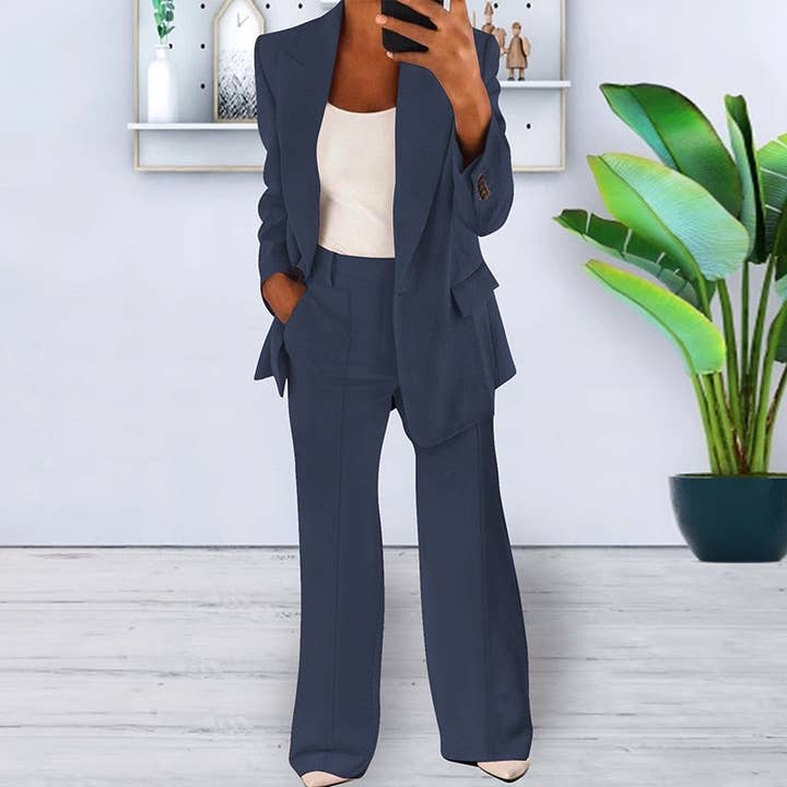 Lily Clothing - Wholesale Suit Set - Women's - Fashionable solid-color suit jacket trousers set6