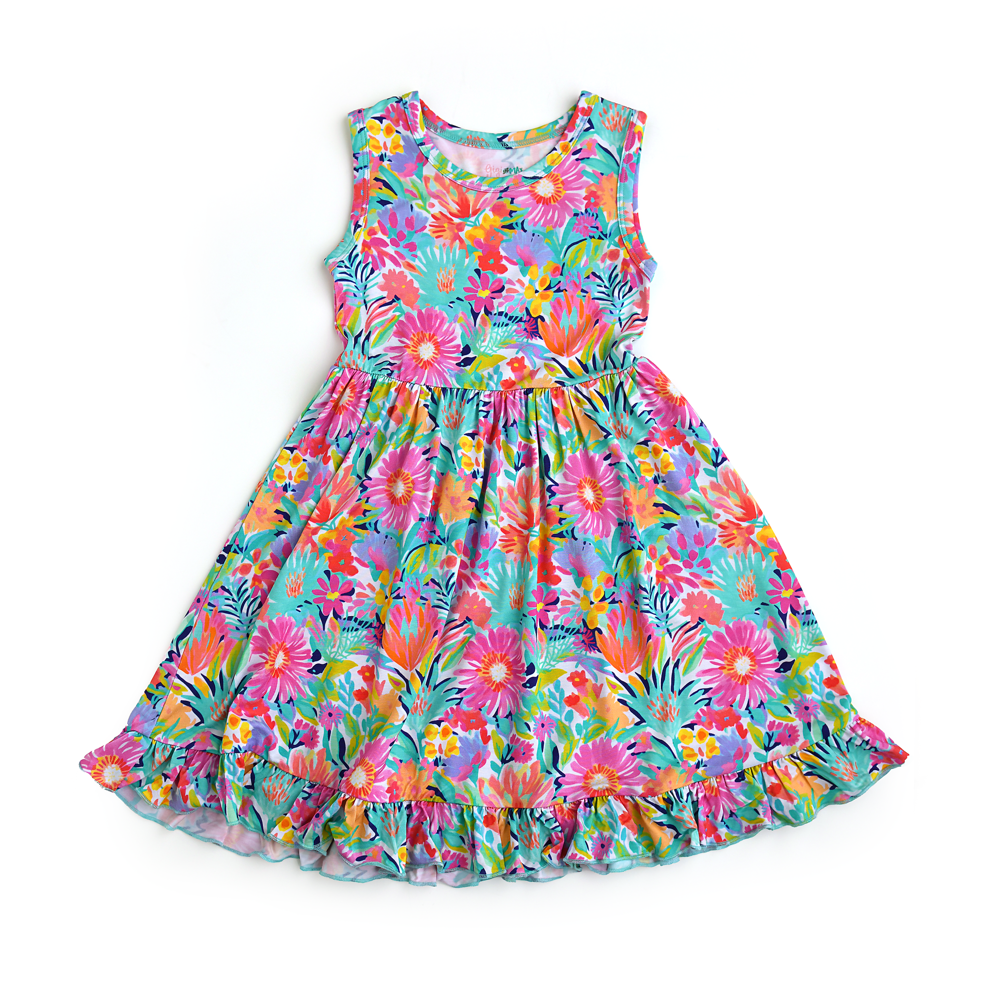 Gigi and Max - Wholesale Dress - Kids - Megan Floral Tank Twirl Dress Bamboo 0