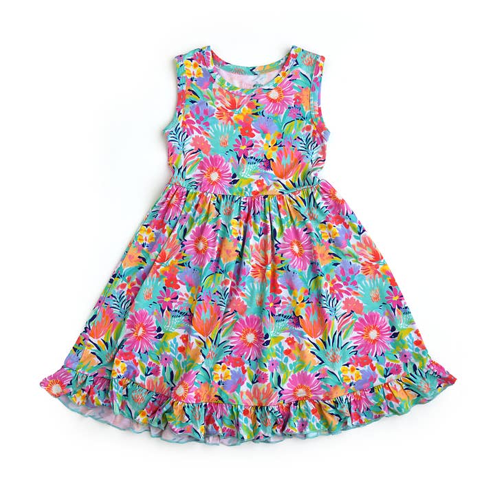 Gigi and Max - Wholesale Dress - Kids - Megan Floral Tank Twirl Dress Bamboo