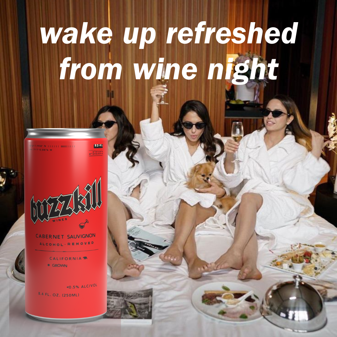 Buzzkill Wines - Wholesale Non-Alcoholic Spirits/Wine/Beer - Buzzkill Non-Alcoholic Cabernet Wine | Low Sugar, Low Calorie, No Hangover - 24-Pack Cans5