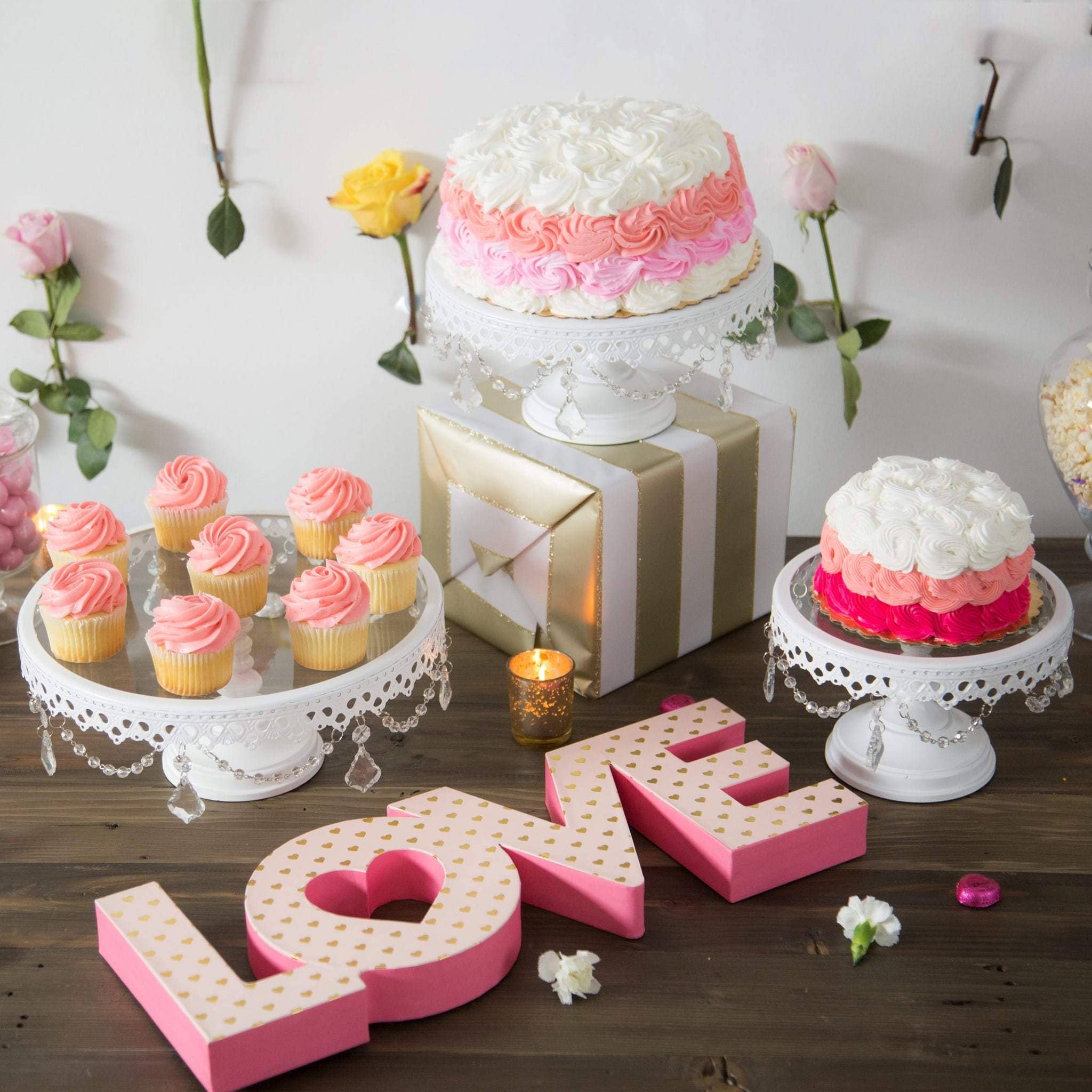 Amalfi Decor - Wholesale Cake Stand - 3-Piece Glass Top Crystal Cake Stand Set - White1