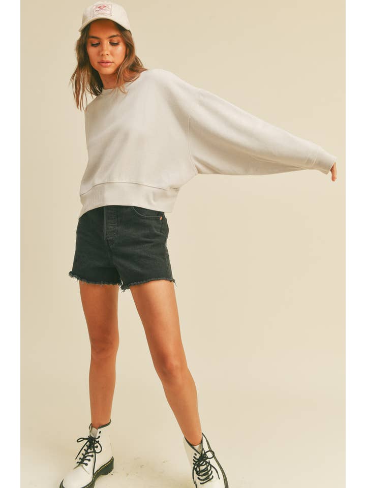 Honestee - Wholesale Sweatshirt - Women's - Blank Short Cropped Long Sleeve Sweatshirt