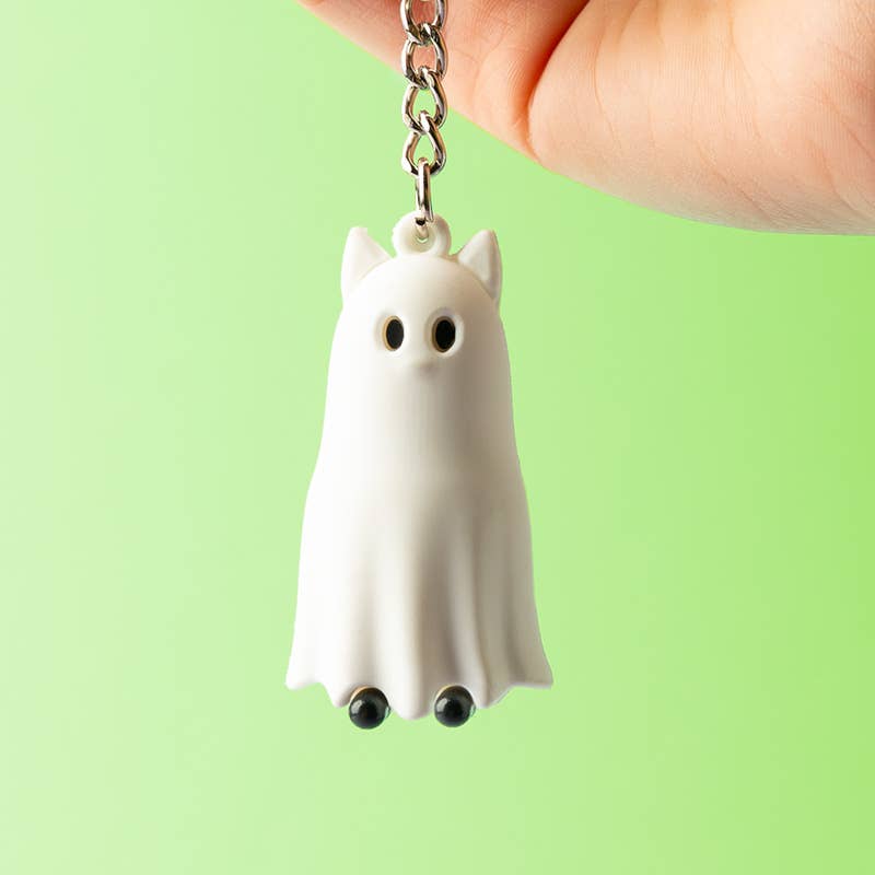 Puckator Ltd – wholesale Keychain – Unisex – Spooky Ghost Cat 3D PVC Keyring1