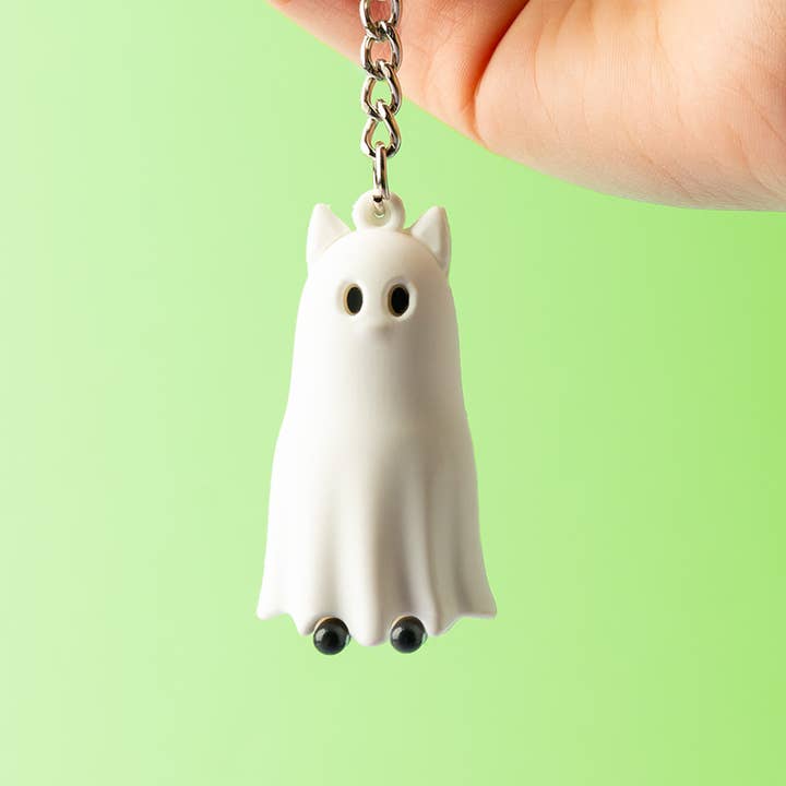 Puckator Ltd – wholesale Keychain – Unisex – Spooky Ghost Cat 3D PVC Keyring1