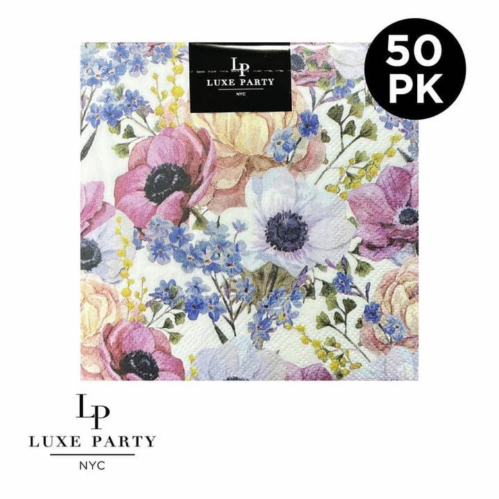 Luxe Party - Wholesale Disposable Napkin - Pretty Floral Paper Cocktail Napkins | 50 Napkins