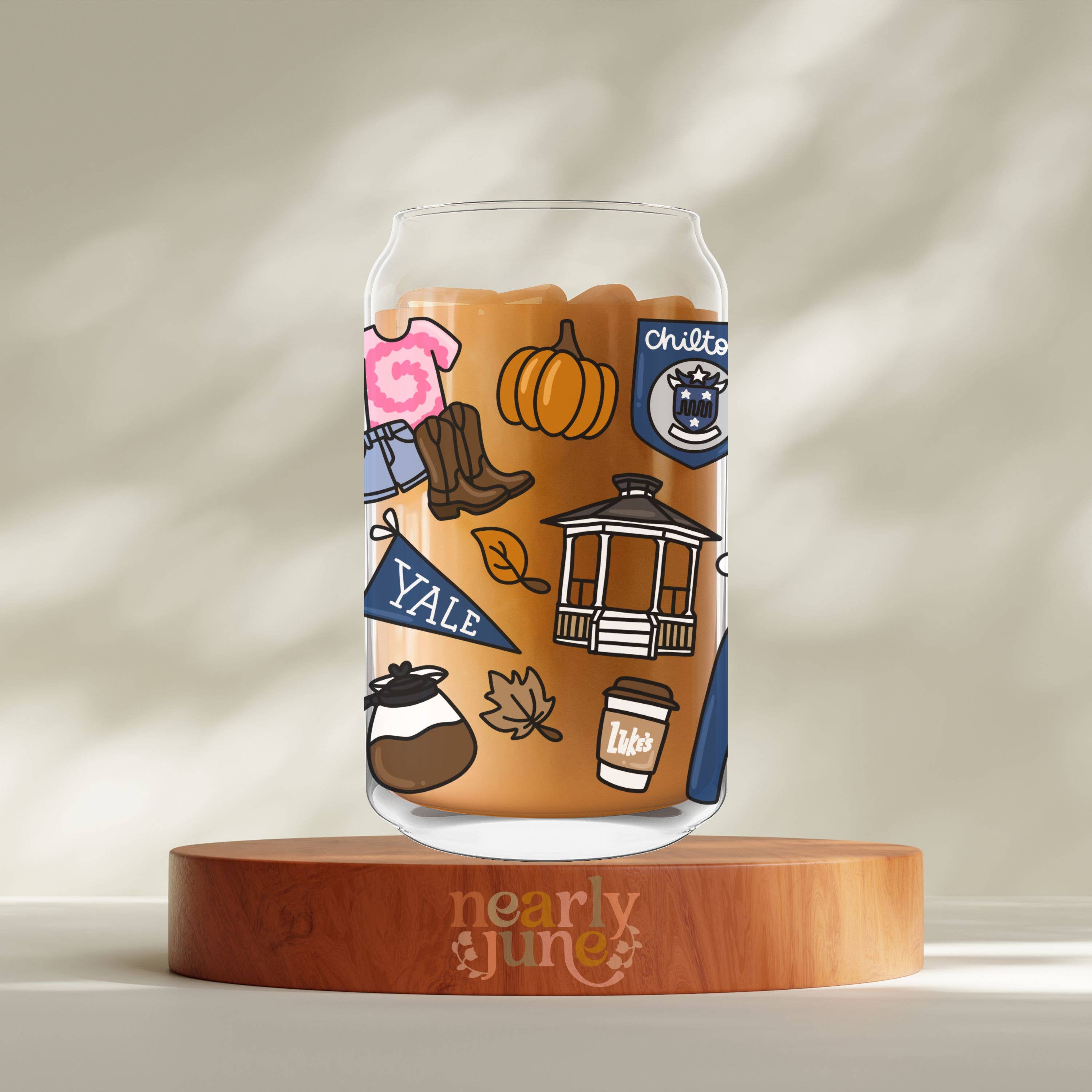 Nearly June Design Co - Wholesale Drinking glass/cup - Gilmore Girls Rory Inspired Back to Chilton Can Coffee Glass