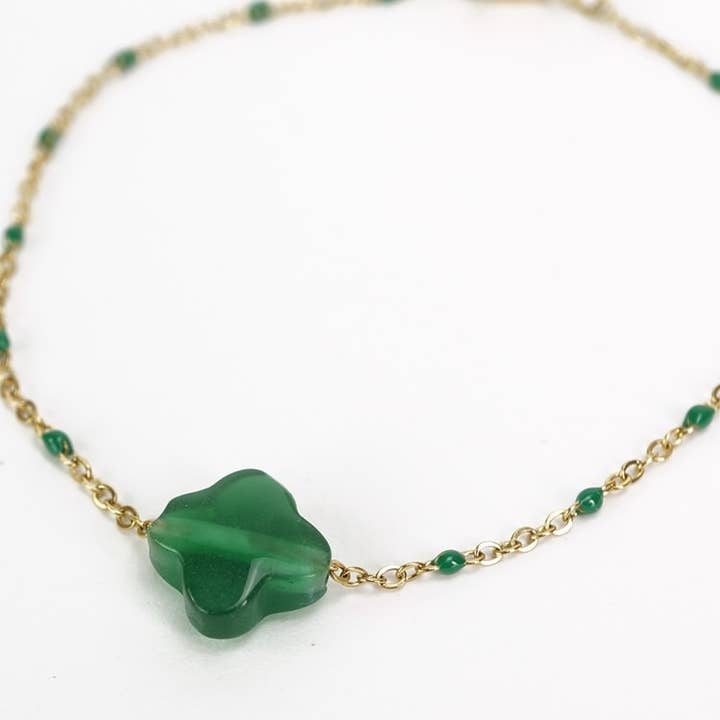 Victoria Moda - Wholesale Charm/Dangle Bracelet - Stainless Steel Bracelet With Stone Clover0