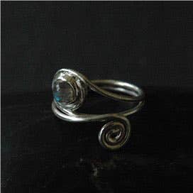 Sterling Silver Swirl Stone Ring for wholesale by Baizaar