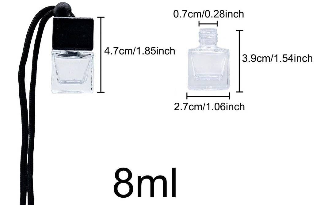 Starlight Wholesale LLC. – wholesale Car Freshener - Unisex – Diffusers Car Pendant Perfume Bottle Glass Ornaments (Empty Bottles) Square Black Gradient Glass Wooden Car Hanging Air Diffuser2