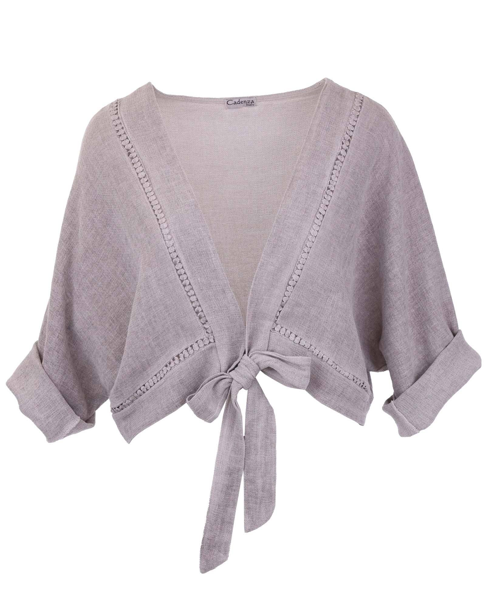 Cadenza Italy Ltd - Wholesale Jacket - Women's - Linen and Cotton Blend Tie Front Jacket2