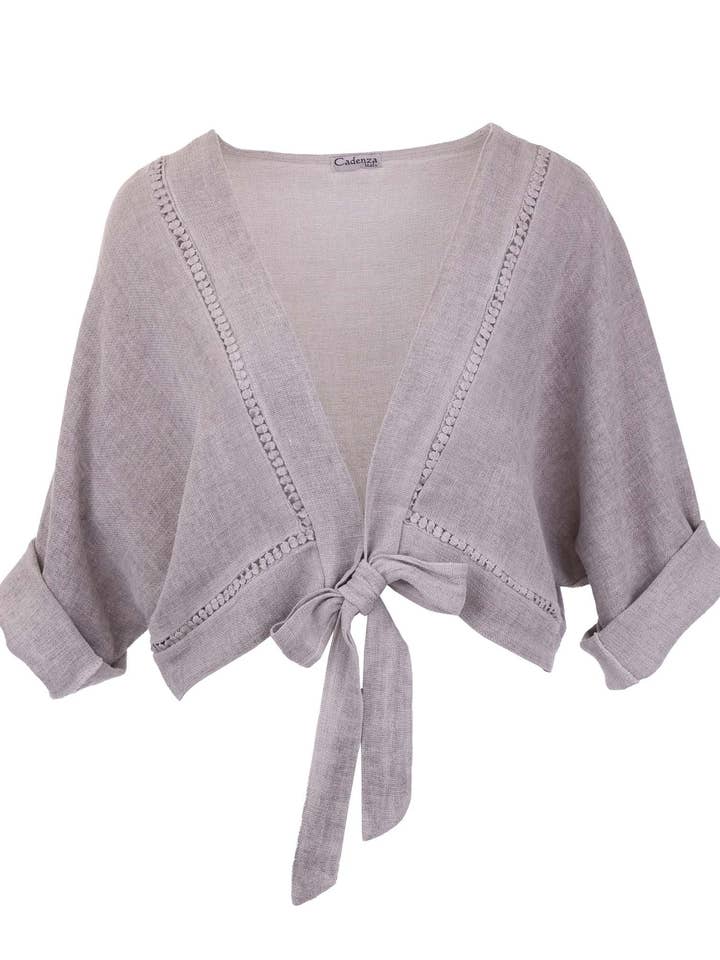 Cadenza Italy Ltd - Wholesale Jacket - Women's - Linen and Cotton Blend Tie Front Jacket2