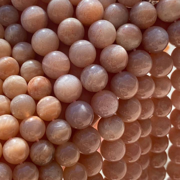 The Bead Bazaar - Wholesale Beads - Natural Sunstone Beads For Jewelry Making, Iridescent Pink Gemstone Beads, Pastel Pink Faceted Beads, Light Pink Sunstone Bulk Mala Beads