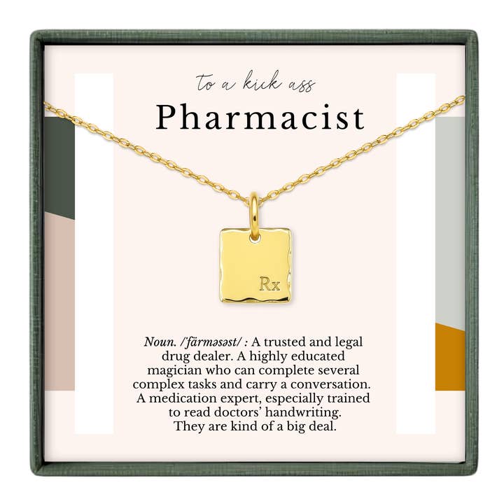 Cadeau de remise de diplôme de pharmacien - Collier avec pendentif ordonnance en or et argent pour la vente par hope love shine